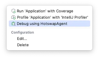 The more actions menu in IntelliJ IDEA